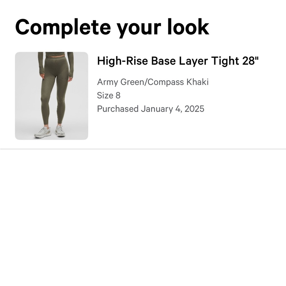 Lululemon High Rise Base Layer Tight - Picture 2 of 2